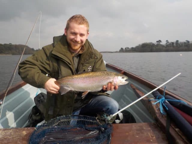 Seanin MacNia from Derry with a winter rainbow, one of six that he released on Knockaderry.