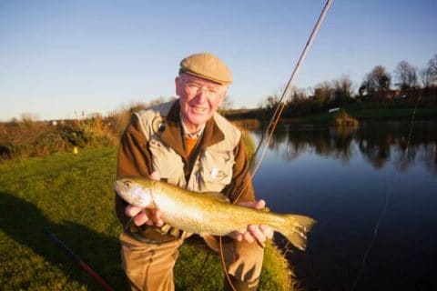 Peter O'Reilly yesterday with a lovely Courtlough rainbow trout 