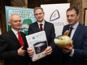 New research reveals new information about sea trout in Irish Sea set to inform conservation management Dr Willie Roche, Senior Research Officer at Inland Fisheries Ireland, Minister Sean Kyne T.D. and Dr Cathal Gallagher, Head of Research and Development at Inland Fisheries Ireland