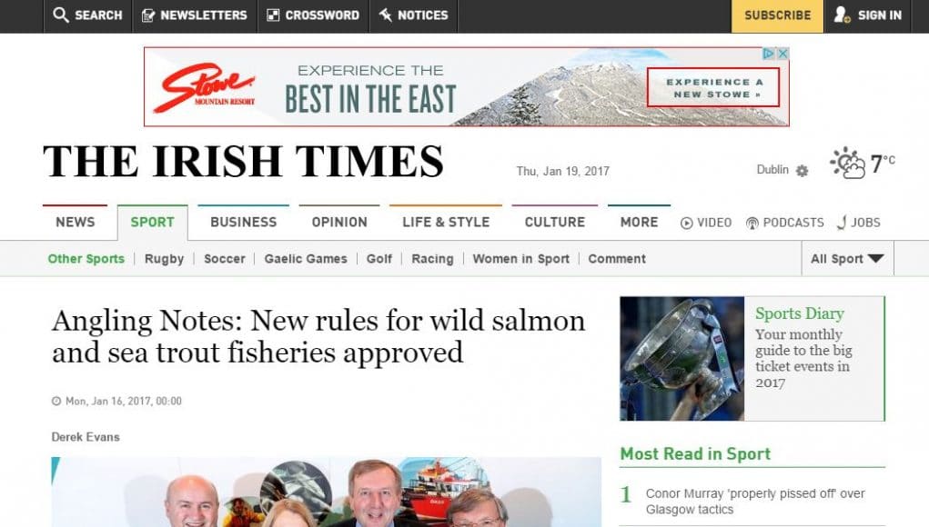 Angling Notes: New rules for wild salmon and sea trout fisheries approved