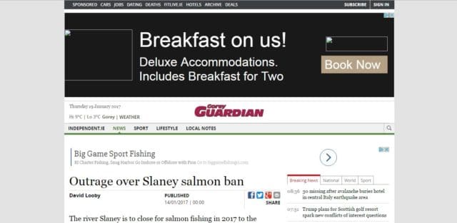 Outrage over Slaney salmon ban