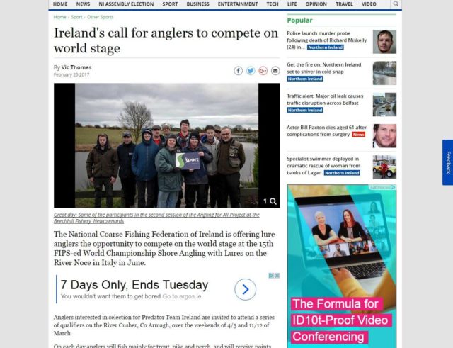 Ireland's call for anglers to compete on world stage