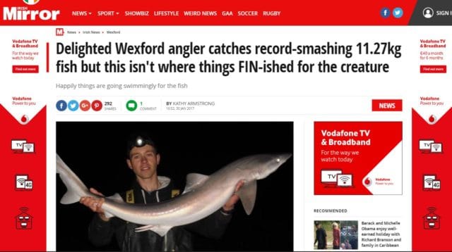 Delighted Wexford angler catches record-smashing 11.27kg fish but this isn't where things FIN-ished for the creature
