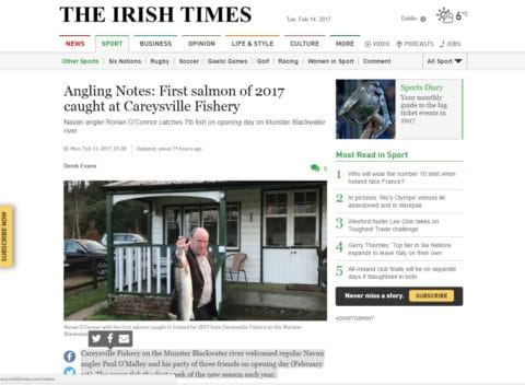 Angling Notes: First salmon of 2017 caught at Careysville Fishery