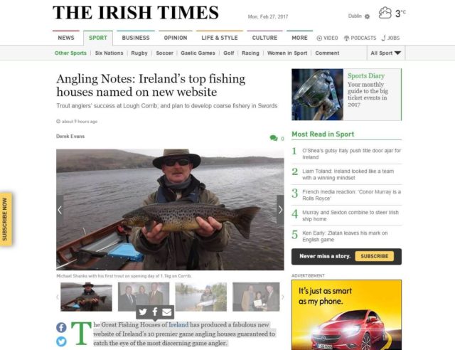 Angling Notes: Ireland’s top fishing houses named on new website