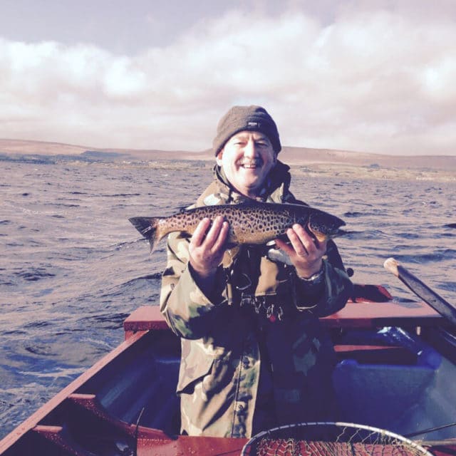 Toby Gibbons, well-known Westport angler with a nice trout from Lough Mask on opening day, 15 February 2017