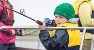 Newport Sea Angling Club’s youngest participant Cian Moran, waiting patiently for his first fish of the day during the 2016 National Junior Competition / Daniel Peacock Memorial which was supported by Inland Fisheries Ireland.