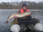 Pike Fishing by Belly Boat in Monaghan Paul Gordon with one of his better pike