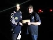 Aidan takes early lead in Tubertini West Coast Shore League Aidan O'Halloran winner of the Galway Bay SAC Competition and first leg of the Tubertini West Coast Shore League, accepting his prize from GBSAC's Brian Reidy.