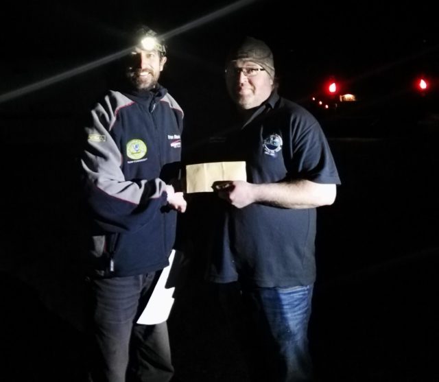 Aidan O'Halloran winner GBSAC Competition 25 March 2017 Aidan O'Halloran winner of the Galway Bay SAC Competition and first leg of the Tubertini West Coast Shore League, accepting his prize from GBSAC's Brian Reidy.