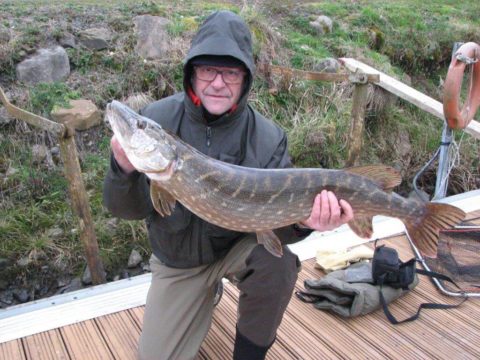 Fishing from the bank due to bad weather for J.P