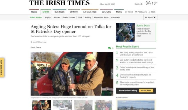 Angling Notes: Huge turnout on Tolka for St Patrick’s Day opener