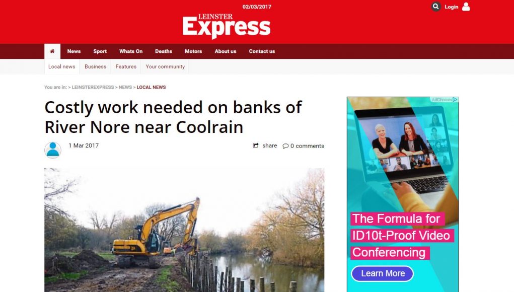 Costly work needed on banks of River Nore near Coolrain