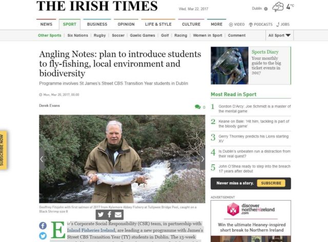 Angling Notes: plan to introduce students to fly-fishing, local environment and biodiversity