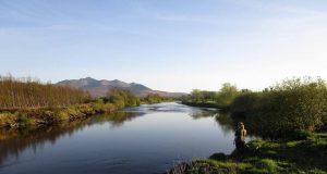 Laune system running low, some salmon about on river and lake Bright day on the Laune