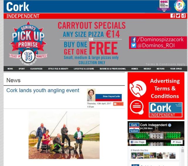 Cork lands youth angling event