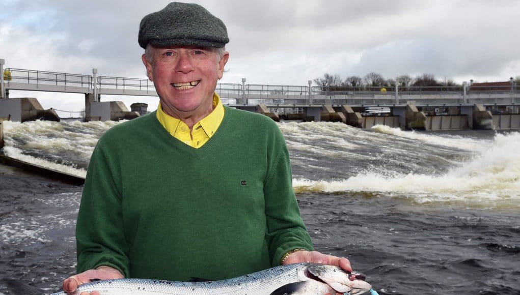 Dave Lenihan, Knocknacarra landed the first salmon of the season a fine fresh Salmon weighing 6.5lbs & was caught on a shrimp in Jimmy’s Pool on Thursday. . Photo: Joe Travers