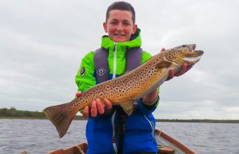 Mask produces fish to buzzer and olives in cooler conditions 14 year old Eliot Thievenaz with the catch of a young lifetime - a fine trout of approx. 8lbs from Lough Mask while fishing with Philip Comber. The magnificent fish was sportingly released again. Well done Eliot!