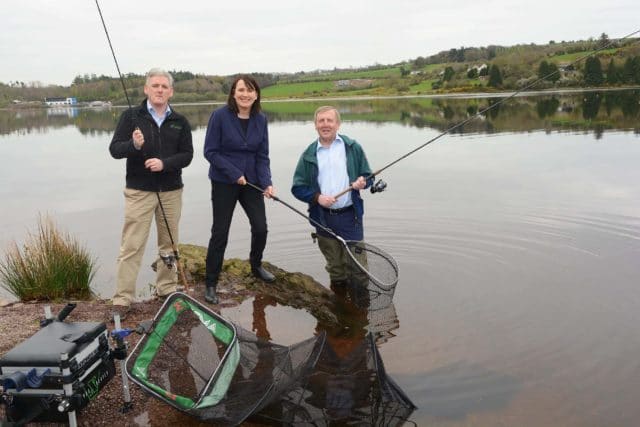 Sean Long, Director of the South Western River Basin District, Inland Fisheries Ireland, Suzanne Campion, Head of Business Development, Inland Fisheries Ireland and Michael Creed TD, Minister for Agriculture, Food and the Marine, Cork North West. The World Youth Angling Championships will take place in Coachford in August 2017. Pic John Sheehan
