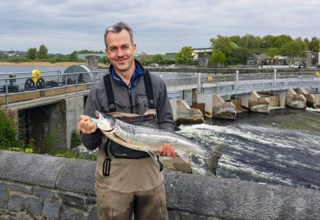 Leo Casey with his 9lbs salmon caught on fly in Galway, 23 April 2017