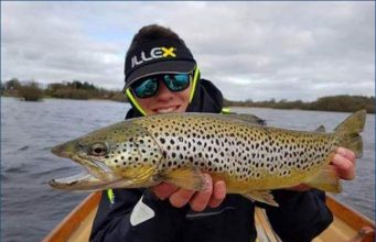 A bit of a buzz but no big hatches yet on Sheelin Nico Vindret, France with a wonderful Sheelin trout, April 3rd