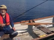 Great pike fishing on Lough Derg in glorious weather Australian angler Ross Sanders on Lough Derg, May 2017