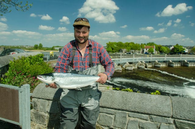 Louis Mathews with a fine 11lbs spring salmon from the Galway Fishery