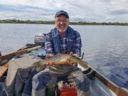 Anglers set to flock to Corrib as the mayfly hatch swings into action Richard Robinson enjoyed some good fishing to wet and dry olive patterns during his visit with Ted Wherry, including this beautifully patterned trout.