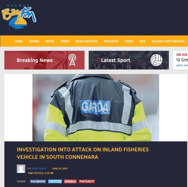 INVESTIGATION INTO ATTACK ON INLAND FISHERIES VEHICLE IN SOUTH CONNEMARA
