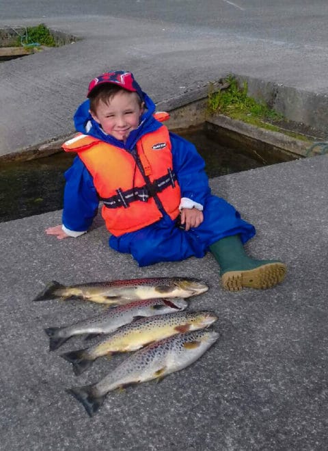 Five year old Harry O'Toole enjoyed a productive day with dad Harold, catching some lovely trout for dinner.
