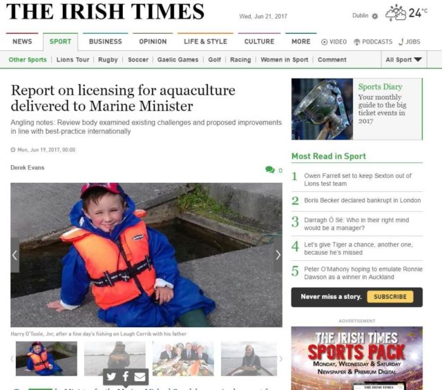 Report on licensing for aquaculture delivered to Marine Minister