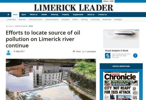 Efforts to locate source of oil pollution on Limerick river continue