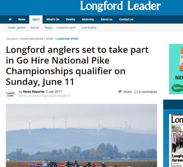 Longford Leader 030617 Longford anglers set to take part in Go Hire National Pike Championships qualifier on Sunday, June 11