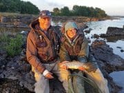 Mayfly peters out on Corrib as Caenis reward early risers Tim Rowley and his daughter Anna, who enjoyed some excellent Caenis and mayfly fishing on their recent visit, with an early morning catch.