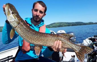 Good pike fishing throughout lower shannon and Lough Derg Nice start to the day for Matthew from Belgium with this fish of 97cm