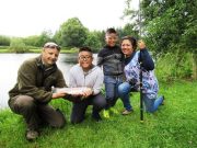 Trout Fishing Event hosted for Wicklow Youths Oisin Cahill of the Dublin Angling Initiative with Darcy Davila (Age 10), Darren Davila (Age 8) and Doreen Davila.