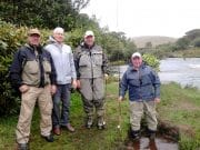 Paddy Donegan, Mick Vincent, Donal Chambers, Albert Caffrey - a happy bunch on Beat 9 of the Erriff Fishery, 7 September 2017
