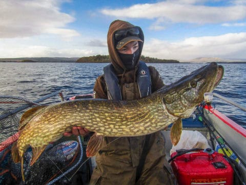 Niall Finnegan with his 103cm pike, which won the Longest Fish prize in the King of the Corrib competition.