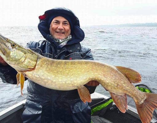 Pike fishing quiet on Lower Shannon but anglers happy to be out One of Pierre Monjarret clients with a Pike caught on Lough Derg recently (Pierre Monjarret, 2017)
