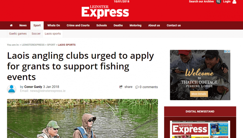 Leinster Express 030118 Laois angling clubs urged to apply for grants to support fishing events