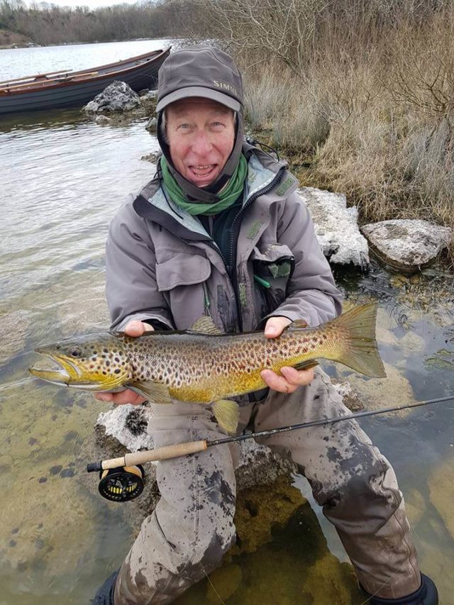 Malcolm Patrick with a nice trout during duckfly season 2018