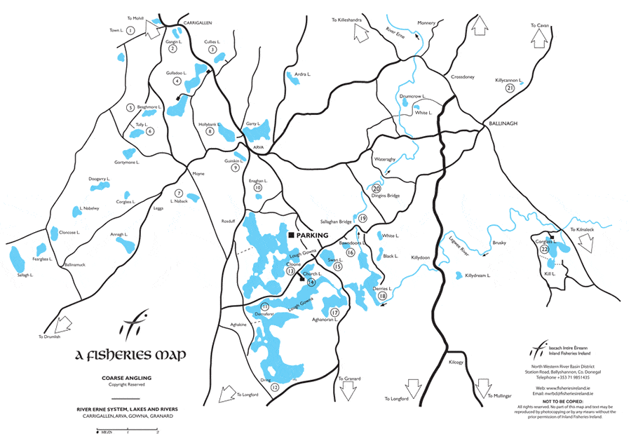 Coarse Fishing Map of Cavan  Fishing in Ireland - Catch the