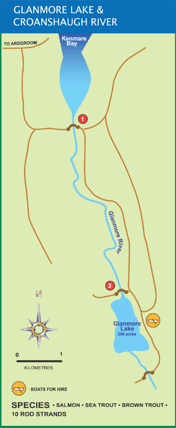 Map of Glanmore Lake and Craunshaugh River