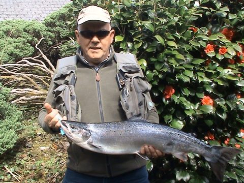 Seamus O'Neil with his 9.25lbs Kylemore salmon