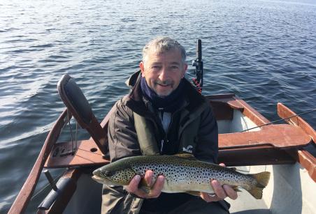  Mark Lough, Scotland with a 57cm trout caught on a wet Mayfly pattern