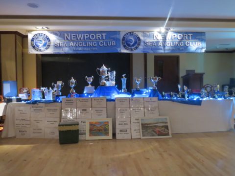 A selection of the prizes on display at the 52nd Newport Sea Angling Festival.