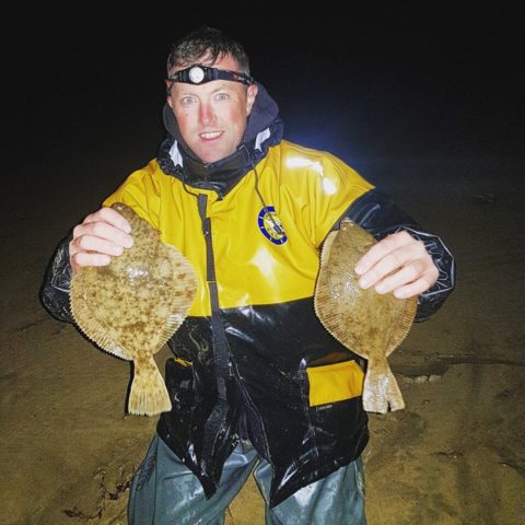 Stefan Martin with a double flounder 35cm and 29cm