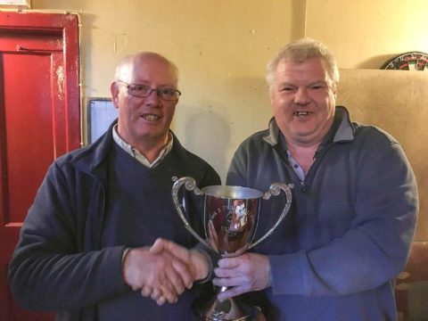 Gerry Dixon receves the Phil and Paul O Sullivan Cup (Overall Angler of the Year ) from Conor O Sullivan
