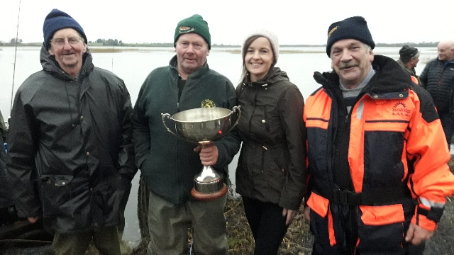 Philip Moffatt Cup winners. Kevin Keogh, Liam Gilsenan winner, Tanya Moffatt who presented her late dads Cup, and Joe Ledwith