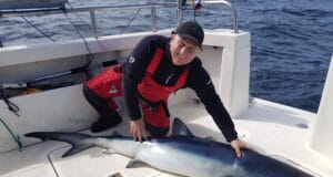 Sweet 16 for a fabulous 50 Blue shark about to be released